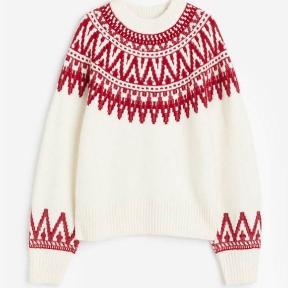 NWT H&M Jacquard-knit Fair Isle Nordic Sweater - Picture 2 of 7